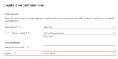 azure region create virtual machine