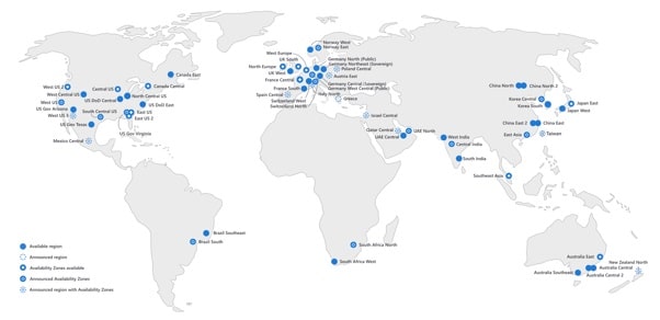 azure regions and availability zones