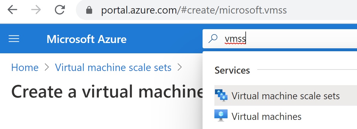 azure portal create vmss