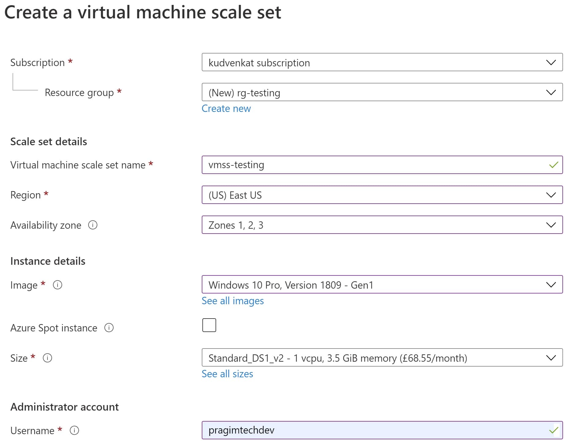 create virtual machine scale set