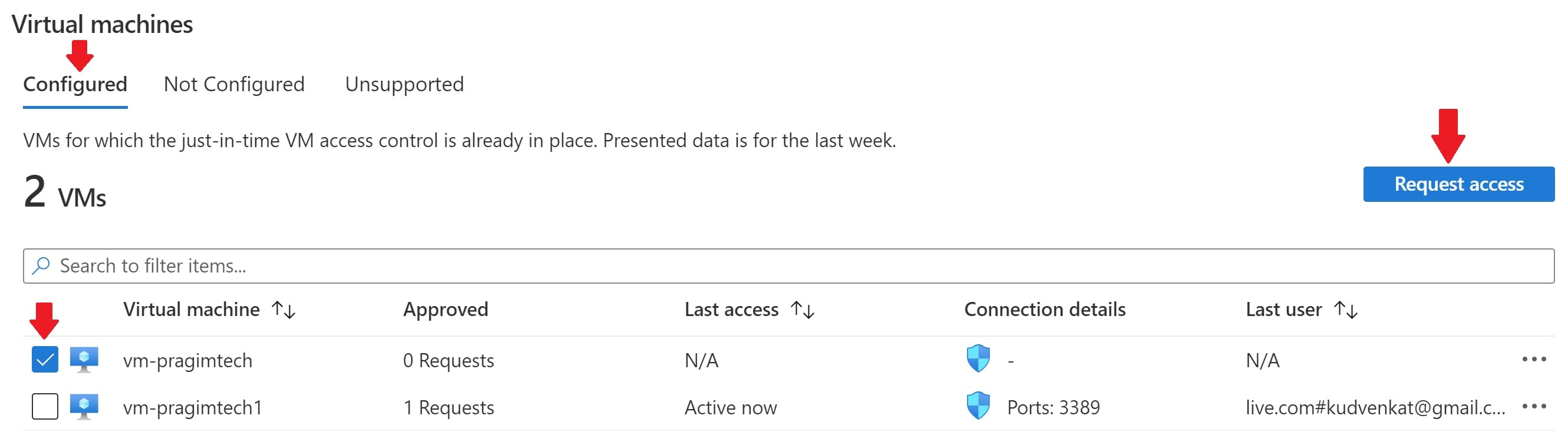 azure just in time access vm