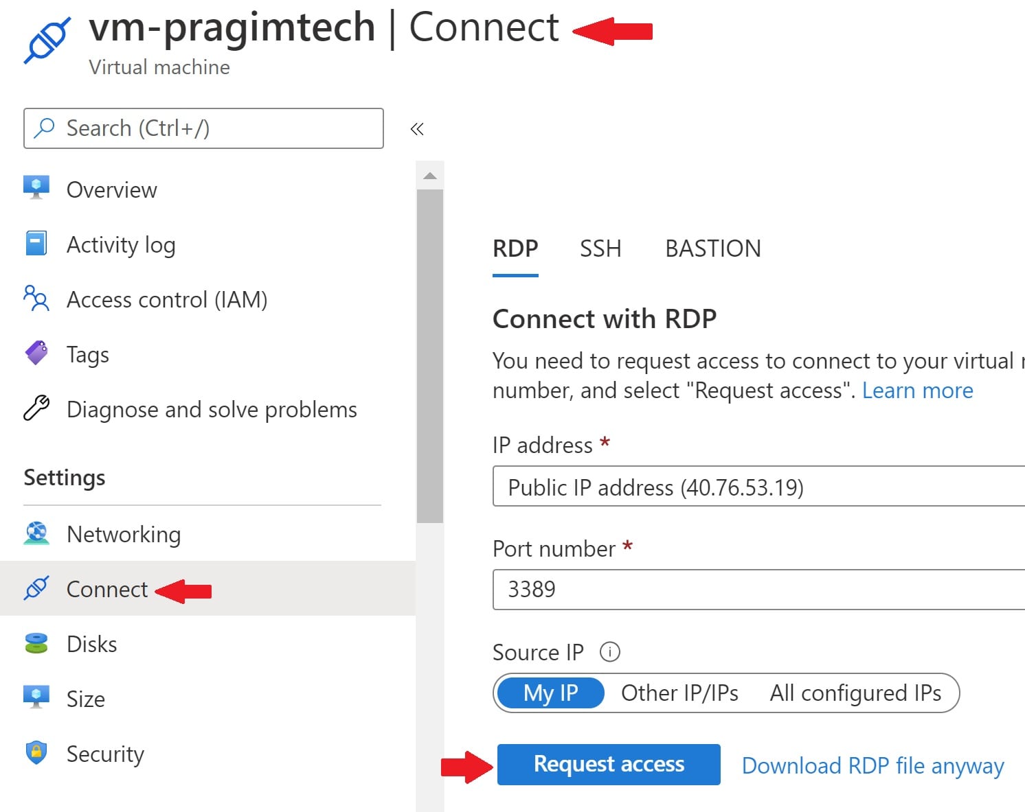 azure vm just in time access