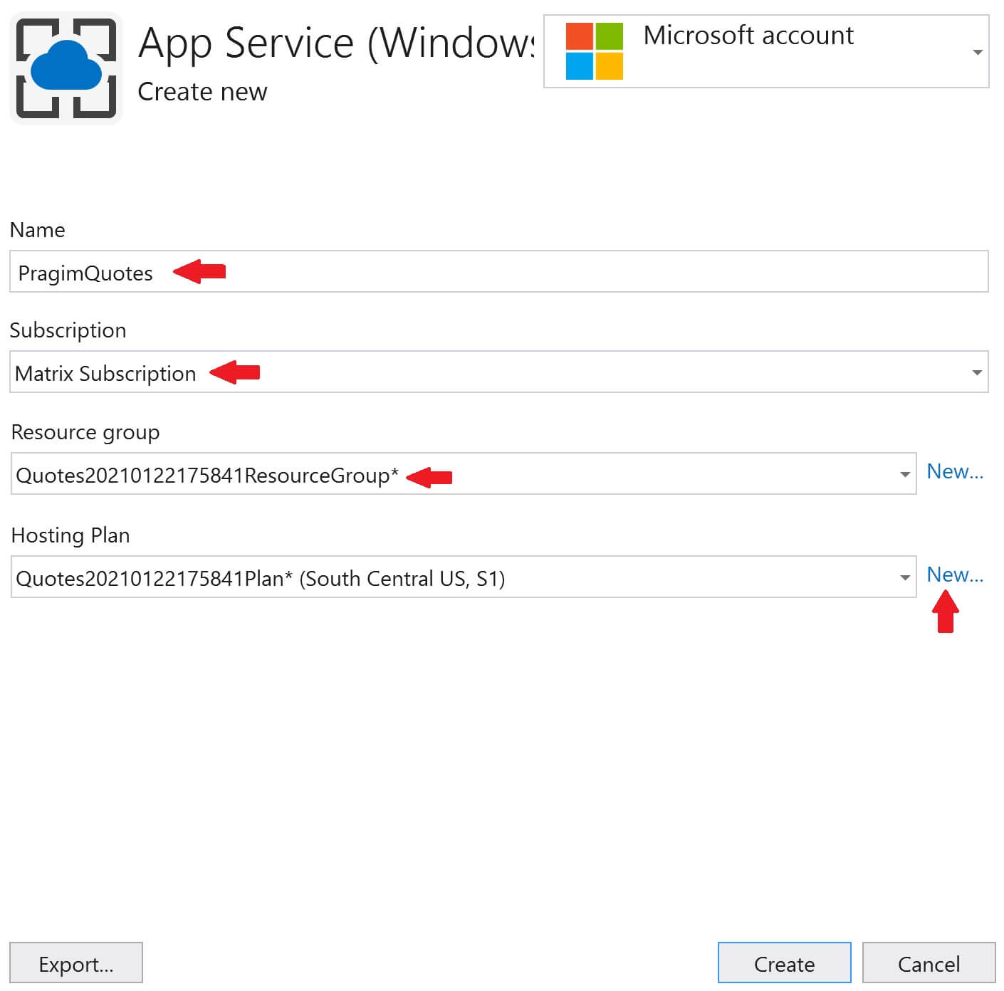 visual studio deploy to azure app service