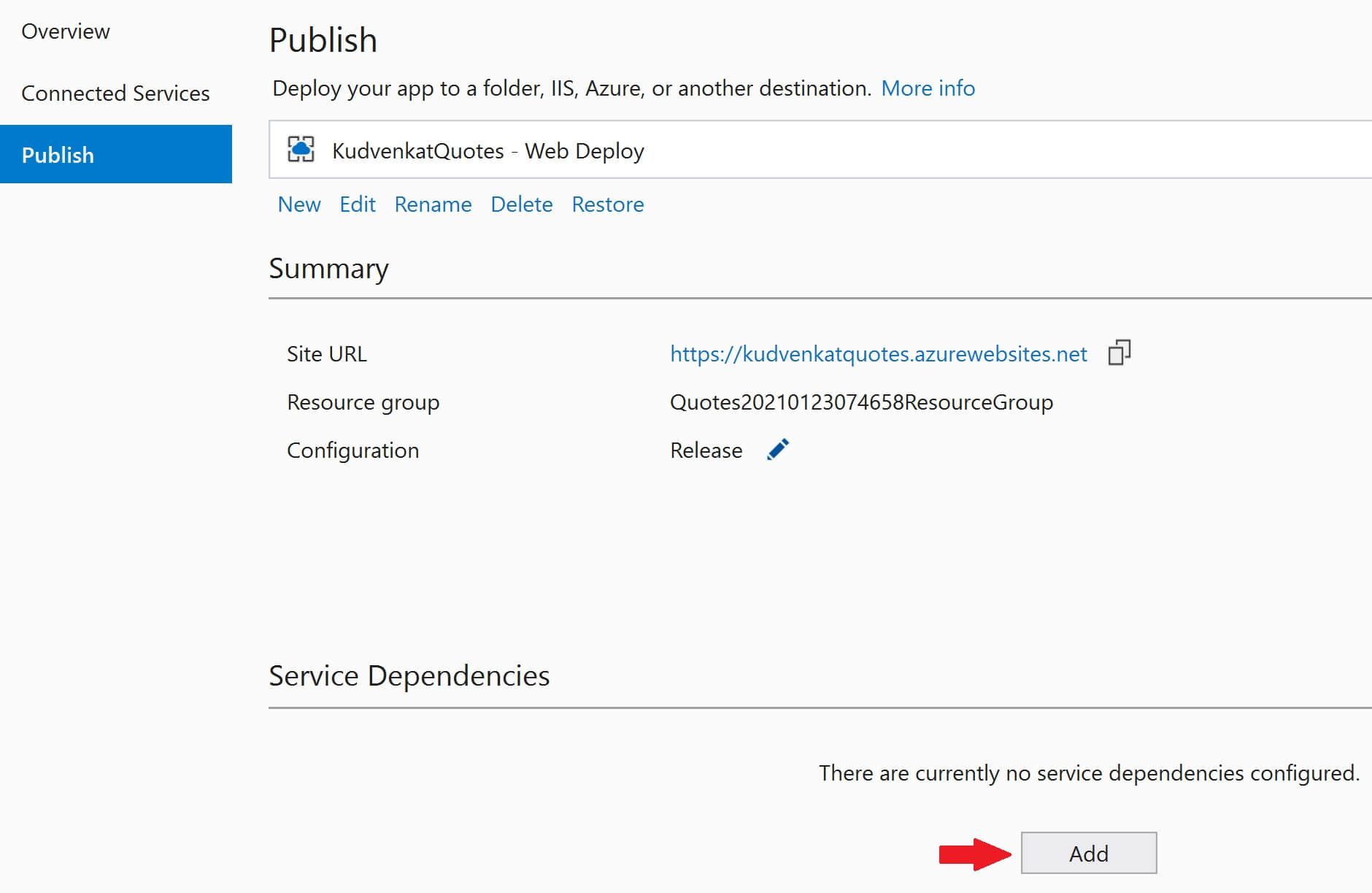 visual studio deploy web app with database to azure