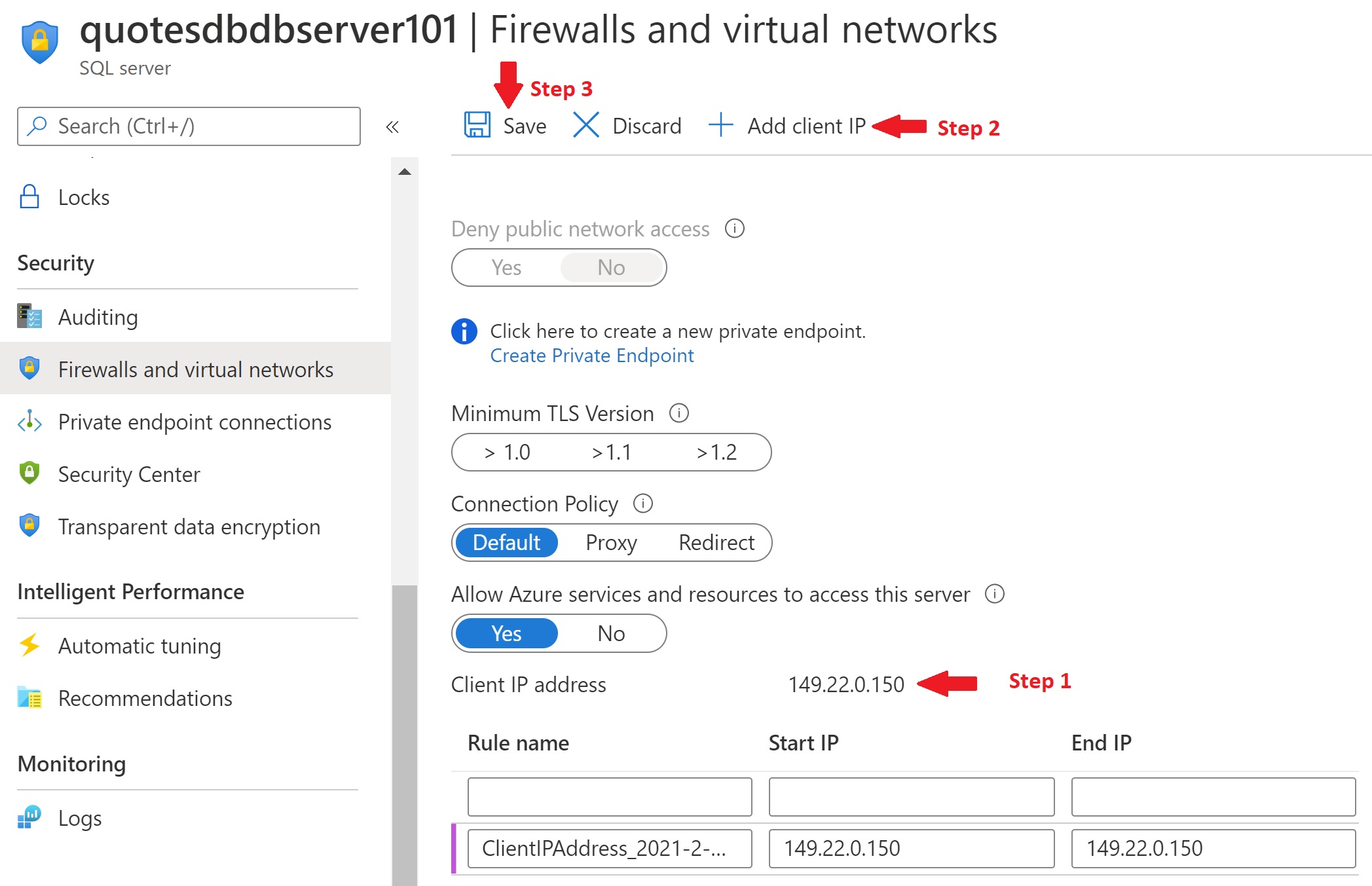 connect to azure sql database from ssms