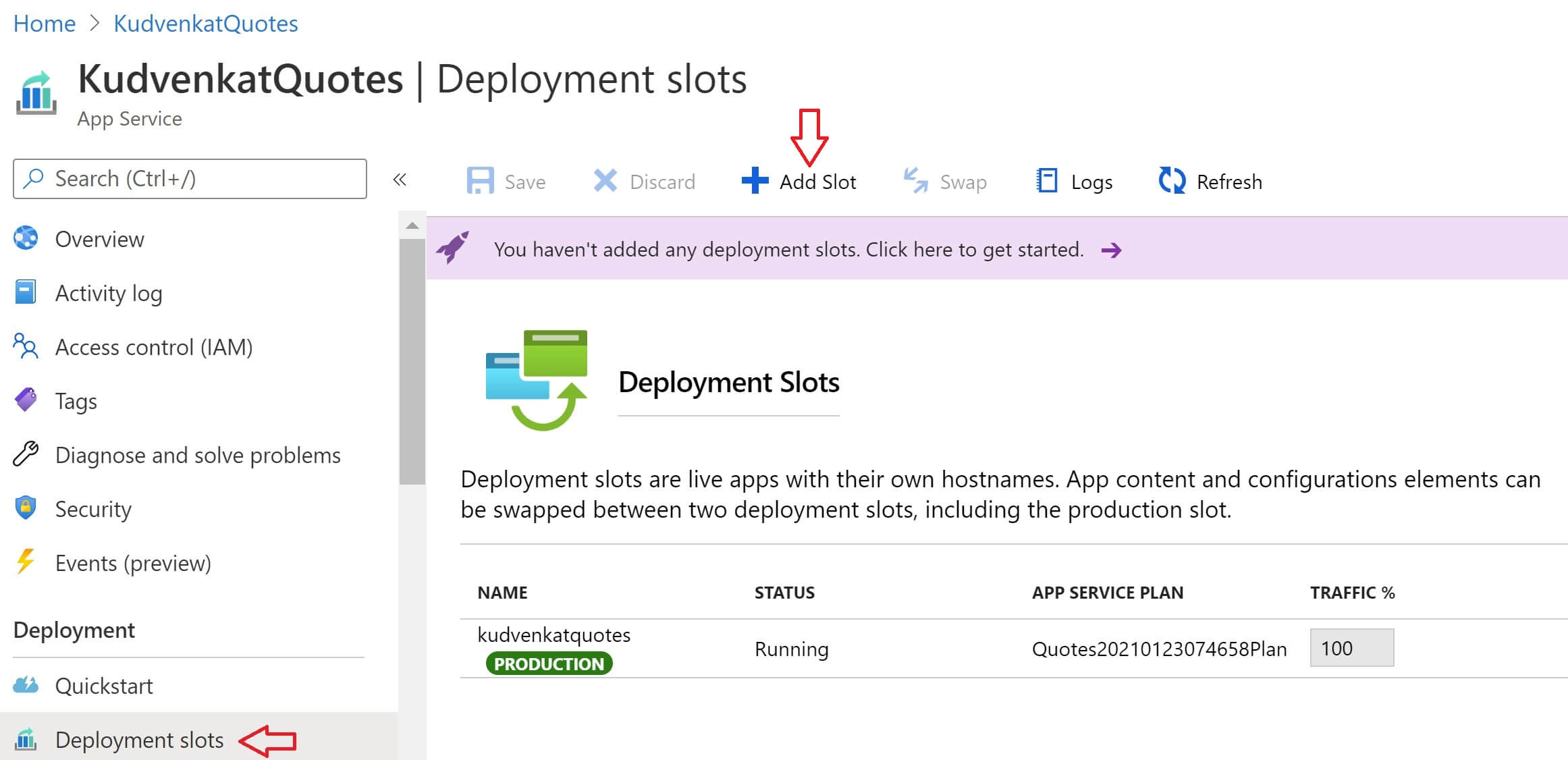 azure app service deployment slots