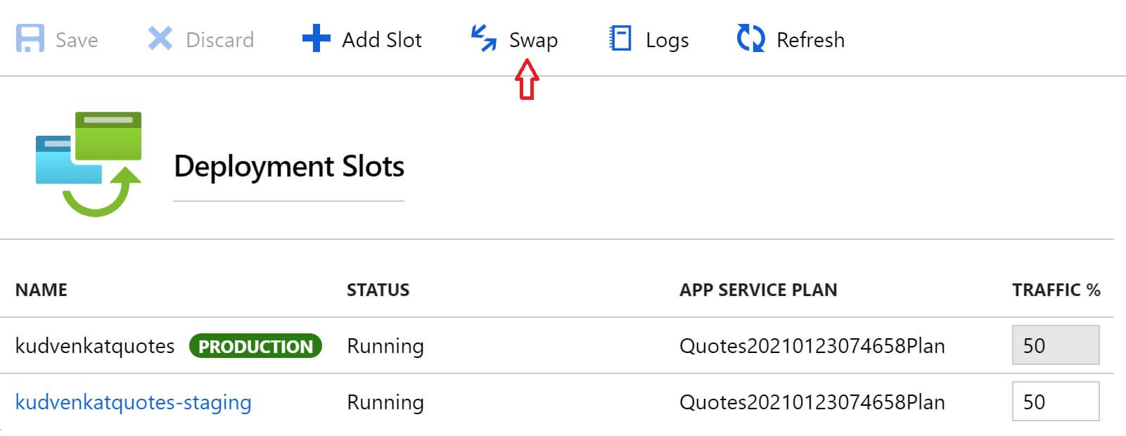 azure swap deployment slots