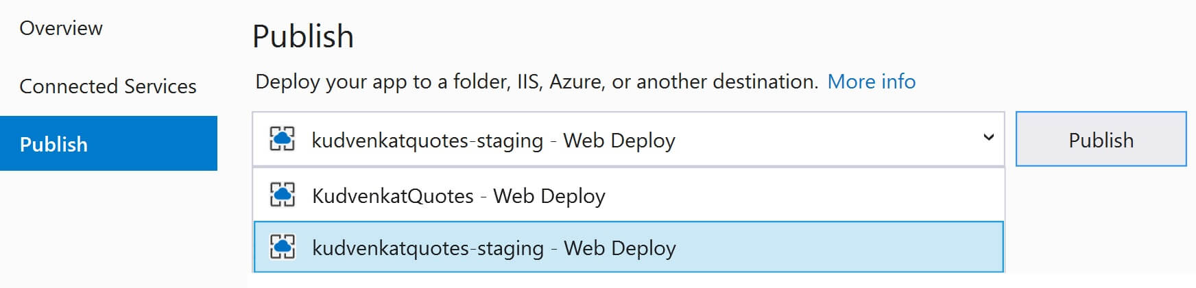 visual studio publish profile