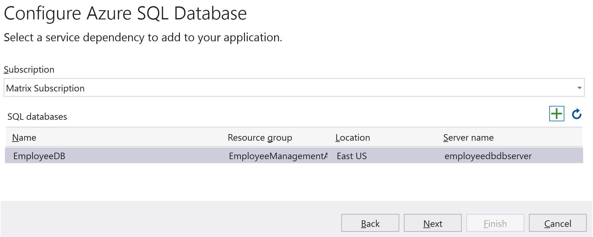 deploying web api with database in azure