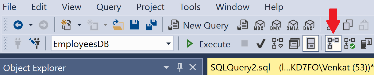 include actual execution plan in sql server