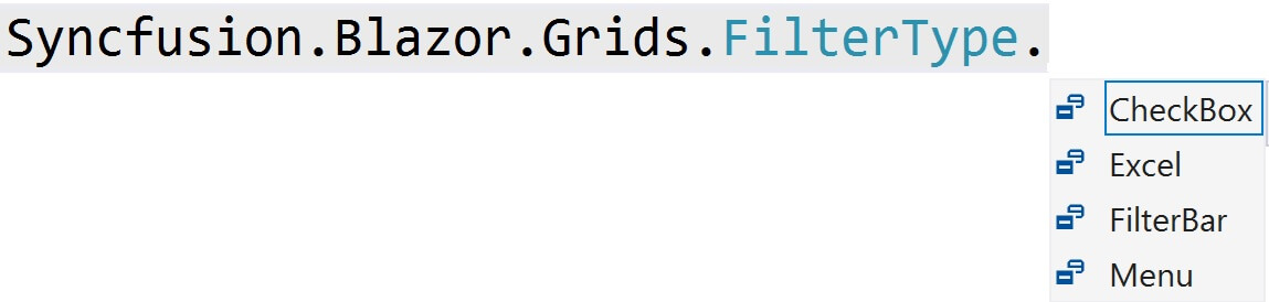 different types of datagrid filters