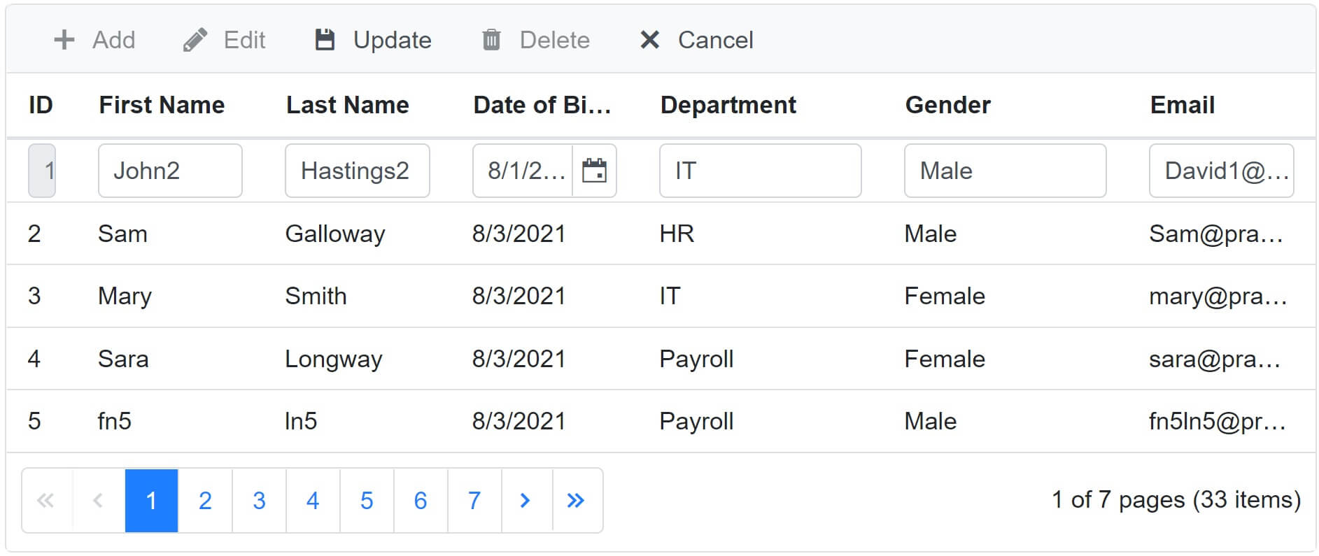 edit blazor datagrid row