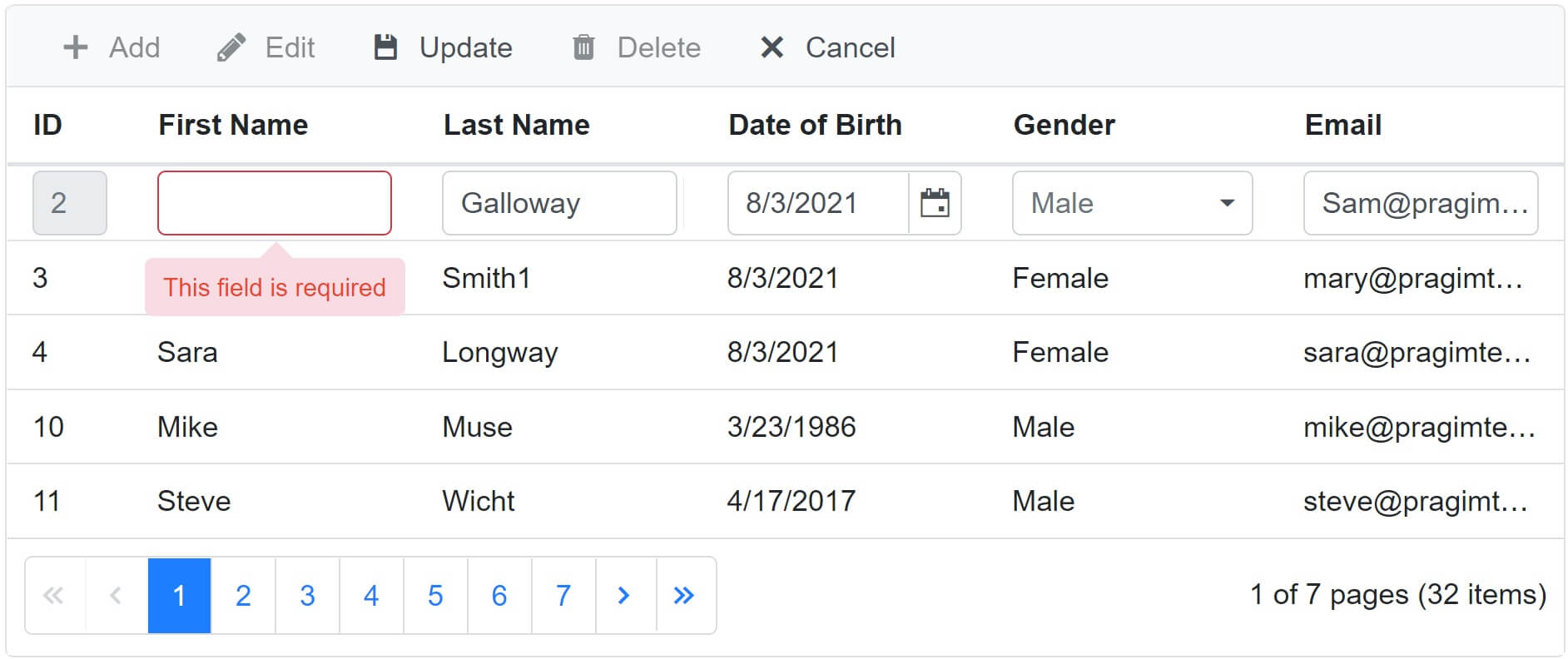 syncfusion blazor datagrid validation