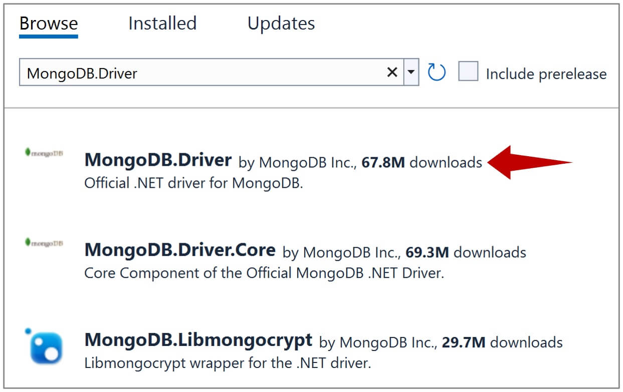 visual studio mongodb driver